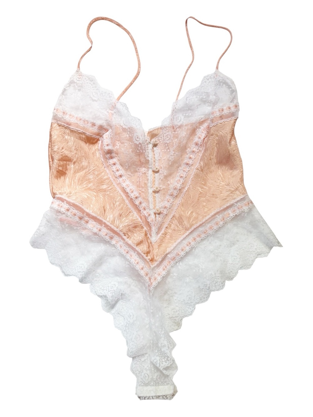 NWT Vintage 70s/80s Lace And Satin Bodysuit Teddy Size L - Picture 7 of 8